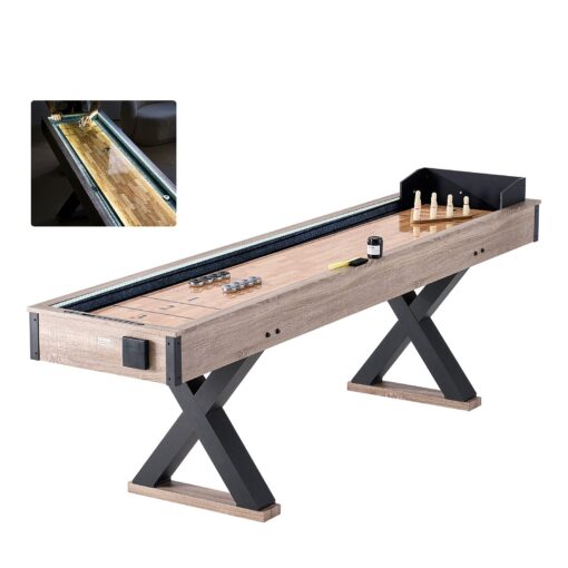 VEVOR 274 m 9 ft LED Shuffleboard Table with Bowling Combo