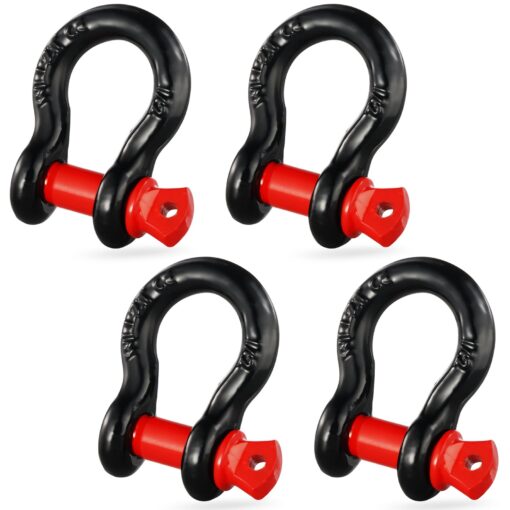 VEVOR 4 Pack 127 mm 12 inch D Ring Shackle with 1588 mm 58 inch Screw Pin