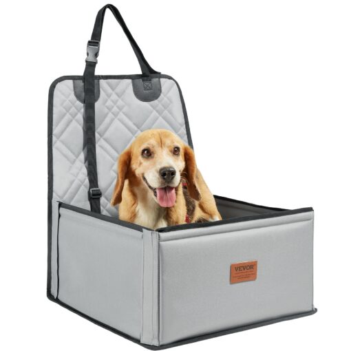 VEVOR Gray Dog Booster Car Seat for Small Dogs up to 12 kg 26 lbs with Safety and Comfort Features