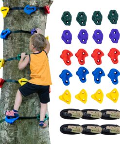 VEVOR Ninja Tree Climbing Kit with 20 Rock Climbing Holds & 6 Ratchet Straps - Supports Up to 104 kg (230 lbs) - Outdoor Play Equipment for Kids and Adults