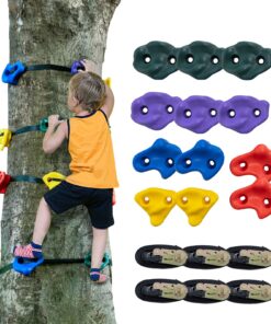 VEVOR Outdoor Ninja Tree Climbing Kit with 12 Colorful Climbing Holds & 6 Adjustable Ratchet Straps for Kids