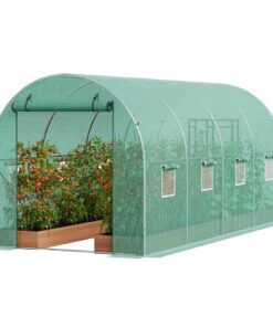 VEVOR Walk-in Tunnel Greenhouse 4.45x1.94x1.92m (14.6x6.36x6.3ft) with Galvanized Frame and PE Cover for Home and Commercial Use