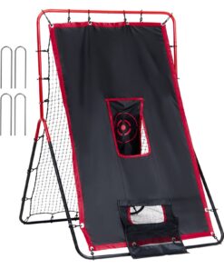 VEVOR 3-in-1 Baseball and Softball Rebounder Net 90x137 cm (3x4.5 ft) Durable Steel Frame with Adjustable Angles