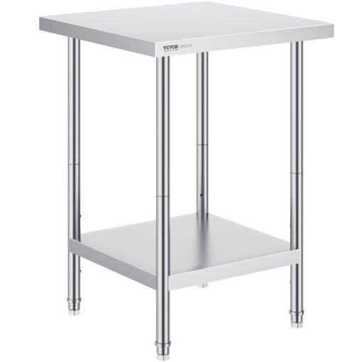 VEVOR Stainless Steel Commercial Work Prep Table with Adjustable Shelves