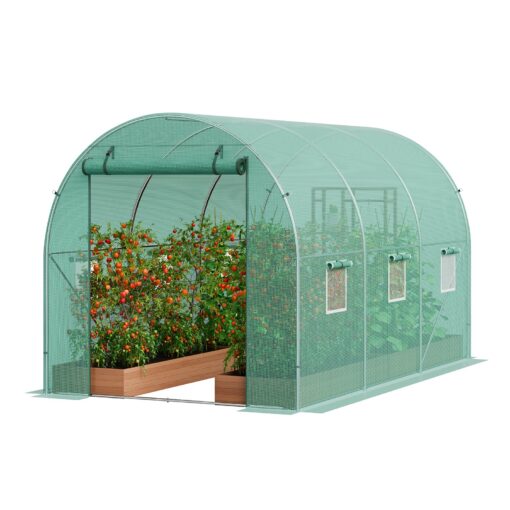 VEVOR Walk In Tunnel Greenhouse 345x195x192m 1132x64x63ft Galvanized Frame with PE Cover and Ventilation