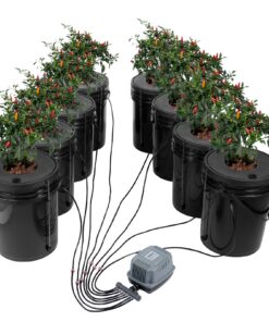 VEVOR 30L (5-Gallon) DWC Hydroponics Grow System with 8 Buckets & Air Pump for Indoor & Outdoor Plant Cultivation