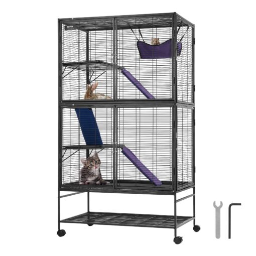 VEVOR 164 cm 646 Metal 4 Tier Rolling Small Animal Cage for Ferrets