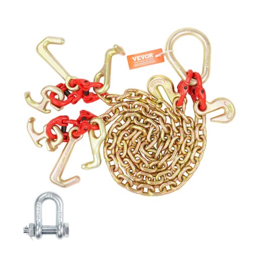 VEVOR G80 V Chain Bridle Tow Chain with RTJ Grab Hooks
