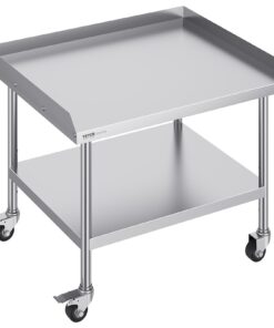 VEVOR Stainless Steel Commercial Food Prep Table with Adjustable Shelves and Casters 76x91 cm (30x36 inch)
