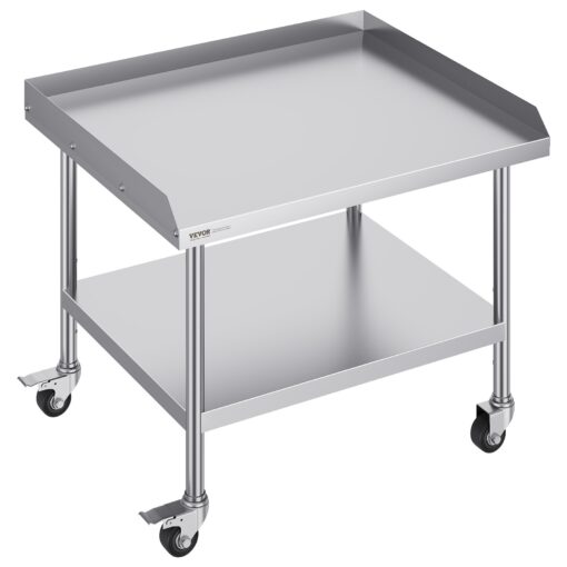 VEVOR Stainless Steel Commercial Food Prep Table with Adjustable Shelves and Casters 76x91 cm 30x36 inch