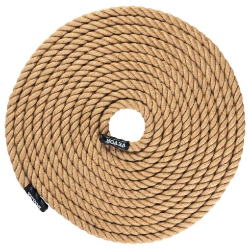 VEVOR 25mm x 15m Natural Hemp Gym Climbing Rope for Fitness and Strength Training