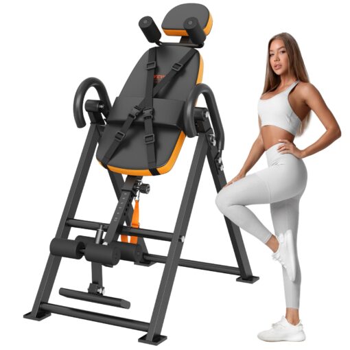 VEVOR Foldable Inversion Table with Adjustable Height 149 188 cm 49 62 ft Heavy Duty Back Stretcher for Strength Training