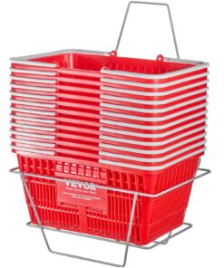 VEVOR 21L (5.5 Gallon) Large Capacity Shopping Baskets with Handles & Stand - Set of 12