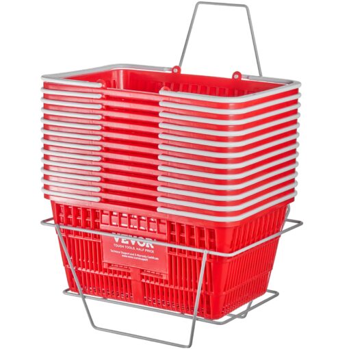 VEVOR 21L 55 Gallon Large Capacity Shopping Baskets with Handles Stand Set of 12