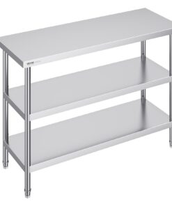 VEVOR 3-Tier Stainless Steel Food Prep Table 46 x 122 x 86 cm (18 x 48 x 34 inch) for Commercial Kitchen and Catering