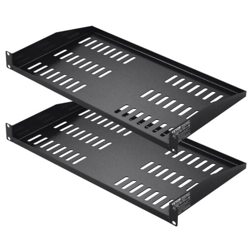 VEVOR 2PCS 19 Inch 1U Vented Server Rack Shelf Set