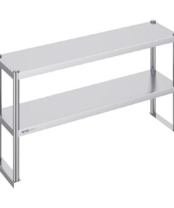 VEVOR Double Overshelf Stainless Steel Prep Table 2-Tier 30.5cm x 122cm (12"x48") NSF Certified