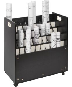 VEVOR Mobile Wooden Blueprint Storage Cart with 50 Slots