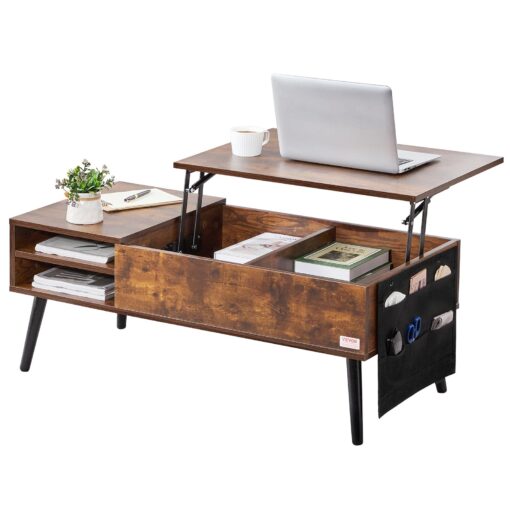 VEVOR Adjustable Lift Top Coffee Table with Storage