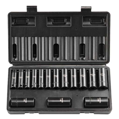 VEVOR 15 Piece 6 Point 38in Drive Impact Socket Set with Cr Mo Steel