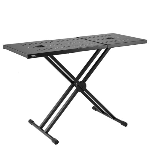 VEVOR Portable DJ Table with Adjustable Double X Keyboard Stand