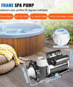 Augstas veiktspējas karstās vannas motors 1100 W/35 m³/h (13 M) vai 250 W/14 m³/h (2,8 M)
