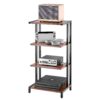 VEVOR 4 Tier Height Adjustable AV Media Stand with Retro Wood Grain