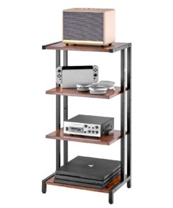 VEVOR 4-Tier Height-Adjustable AV Media Stand with Retro Wood Grain