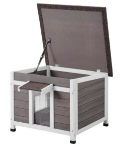 VEVOR Wooden Outdoor Cat House with Waterproof Roof and Window - 61 cm (24 inch) Feral Cat Shelter