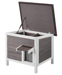 VEVOR Insulated Wooden Outdoor Cat House with Waterproof Roof & PVC Door Flaps