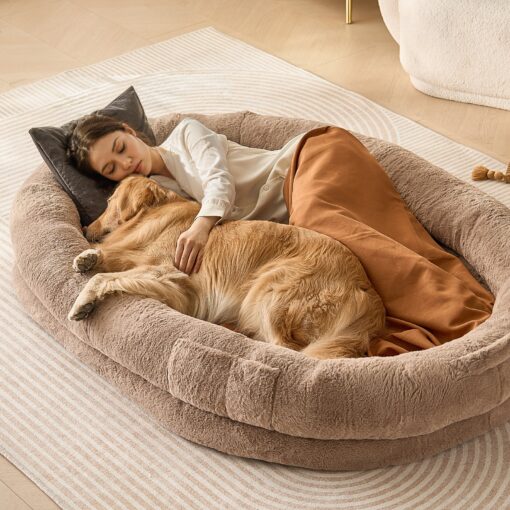 VEVOR Large Human Dog Bed 183x122x25cm 72x48x10in Washable Faux Rabbit Fur Mattress with Egg Crate Foam for Adults and Pets