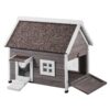 VEVOR Outdoor Wooden Cat House with Weatherproof Roof and PVC Door Flaps
