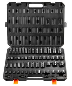 VEVOR 59pcs Impact Socket Set with Cr-Mo Steel 6-Point 3/8