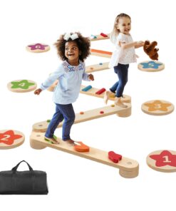 Montessori bērnu līdzsvara baļķa un pakāpienu komplekts - 6 gab.