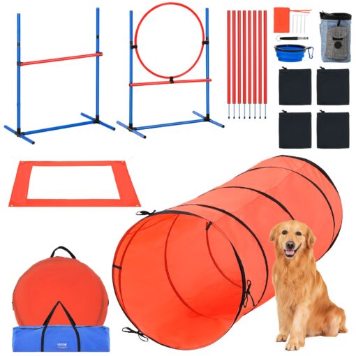 VEVOR Dog Agility Training Set 5 PCS with 71 inch 180 cm Tunnel