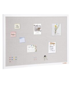 VEVOR 122x91 cm (48x36 inch) Large White Cork Bulletin Board with Linen Surface and MDF Frame - Wall-Mounted Notice Board for Office