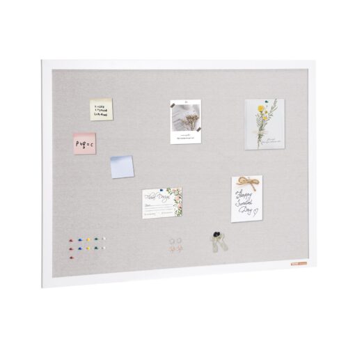 VEVOR 122x91 cm 48x36 inch Large White Cork Bulletin Board with Linen Surface and MDF Frame Wall Mounted Notice Board for Office