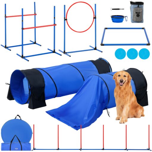 VEVOR Dog Agility Training Equipment Set 7 Pieces with Adjustable Hurdles