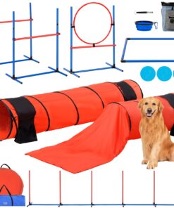 VEVOR 7-Piece Dog Agility Training Set with Adjustable Hurdles