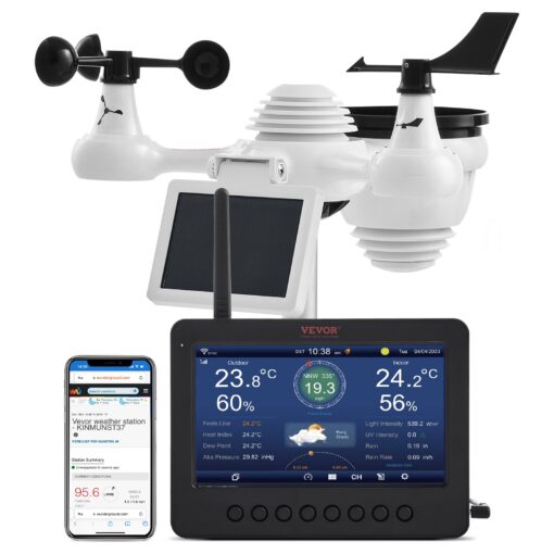 VEVOR 7 in 1 Wi Fi Weather Station with 7 inch TFT Display and Wireless Outdoor Sensor