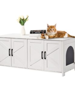 VEVOR Wooden Cat Litter Box Enclosure with Hidden Design - White