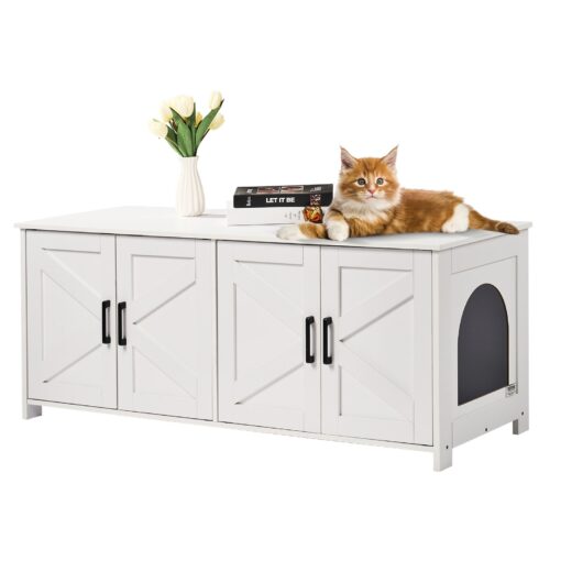 VEVOR Wooden Cat Litter Box Enclosure with Hidden Design White