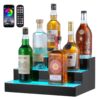 VEVOR 16 Inch 4064 cm LED Lighted 3 Step Liquor Bottle Display Bar Shelf with RF  App Control