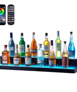 VEVOR 101cm/40in LED Lighted 2-Step Liquor Bottle Display Bar Shelf with RF & App Control