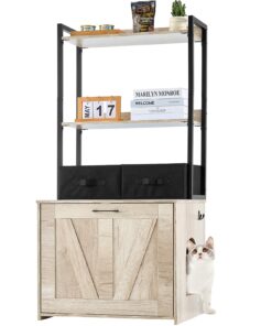 VEVOR Cat Litter Box Enclosure Furniture with 2 Shelves & 2 Baskets