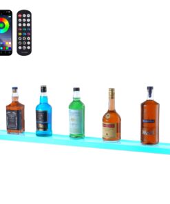 VEVOR Wall Mounted LED Lighted Acrylic Liquor Bottle Display Shelf for Home Bar - 101.6 cm (40 in) 1-Step with Remote Control and Smart App