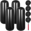VEVOR 4 Pack Ribbed Boat Fenders 25x71 cm 10x28 inch Black Vinyl Center Hole Bumpers for Mooring Protection