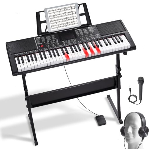 VEVOR 61 Key Digital Keyboard Piano with 600 Tones and Adjustable Stand 51 805 cm 20 317 in