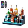 VEVOR 61 cm 24 3 Tier LED Lighted Liquor Bottle Display Shelf with RF  App Control for Bars