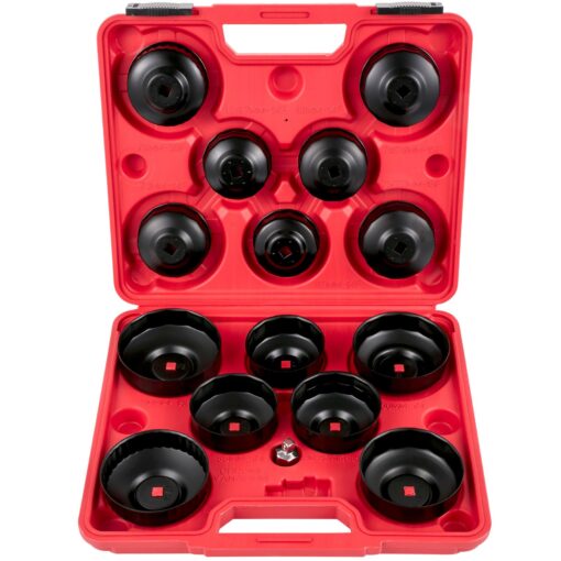 VEVOR 15 Piece Low Profile Oil Filter Socket Set with Metric and Imperial Sizes 65 100mm